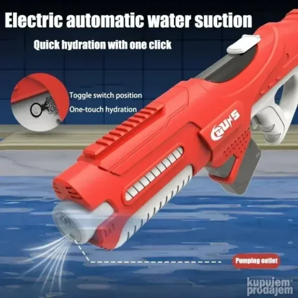 Električna puška na vodu Blaster Ajkula, Domet 12m