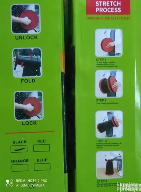 Sklopiva Prenosiva Stolica za Kampovanje | Podesiva 25–45cm