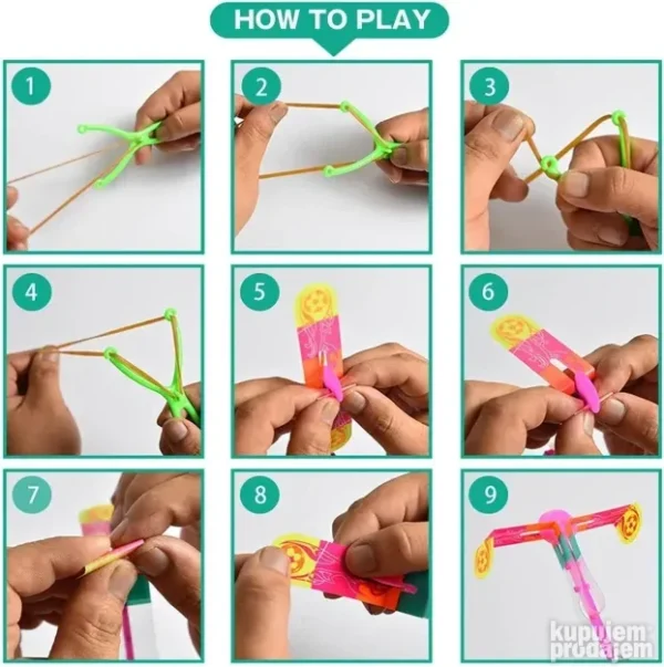 Svetleći Raketni Helikopter sa Praćkom LED | Zabava na Otvorenom