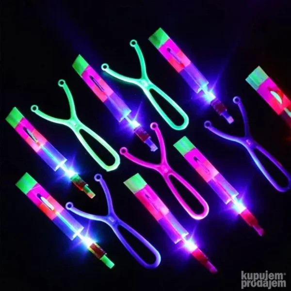 Svetleći Raketni Helikopter sa Praćkom LED | Zabava na Otvorenom