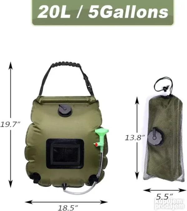 Solarni Tuš za Kampovanje 20L | Prenosivi | Izdržljiv