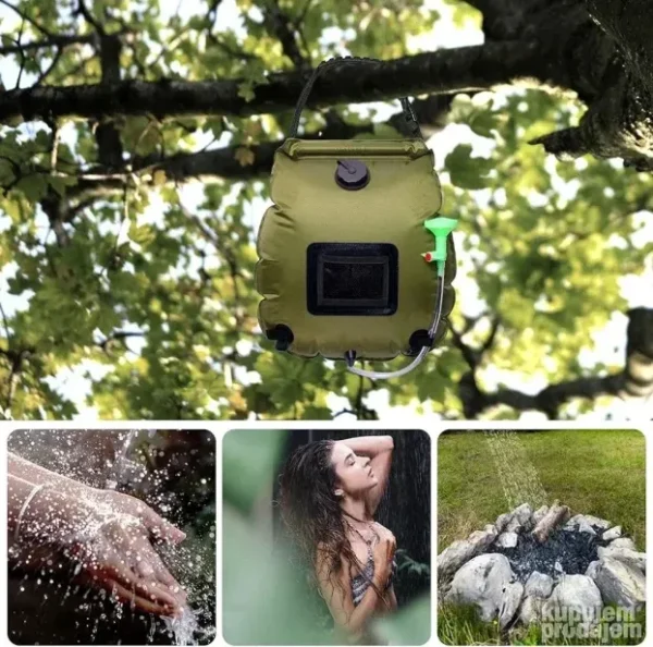 Solarni Tuš za Kampovanje 20L | Prenosivi | Izdržljiv