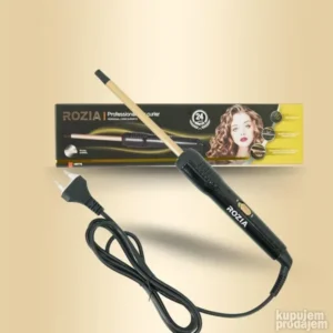 Keramički figaro za afro lokne Rozia prečnika 10mm sa LED indikatorom i rotacionim kablom, namenjen za precizno oblikovanje sitnih lokni.