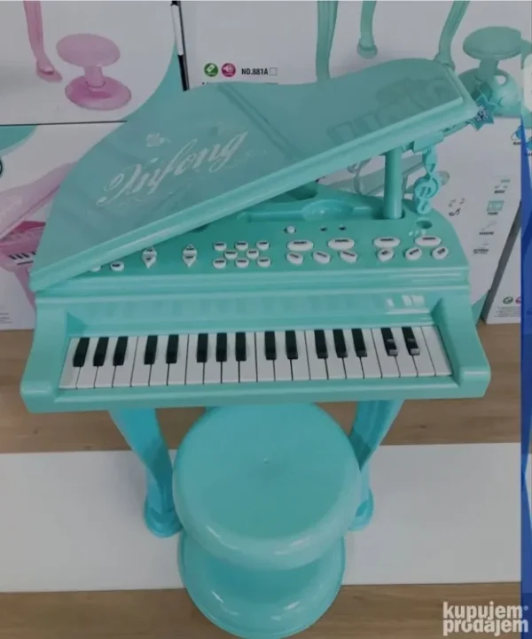 Dečiji Muzički Klavir 37 Tastera, Stolica i Mikrofon