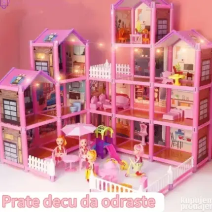 Lux Vila Kuća za Barbie Lutke na 3 Sprata | 12 Soba + Nameštaj