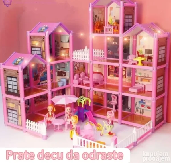 Lux Vila Kuća za Barbie Lutke na 3 Sprata | 12 Soba + Nameštaj
