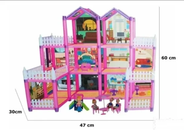 Lux Vila Kuća za Barbie Lutke na 3 Sprata | 12 Soba + Nameštaj