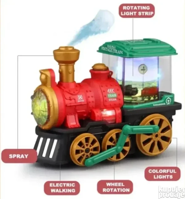 Vozić Lokomotiva na Paru (Steam), Svetlost i Zvuk - Dečija Igračka