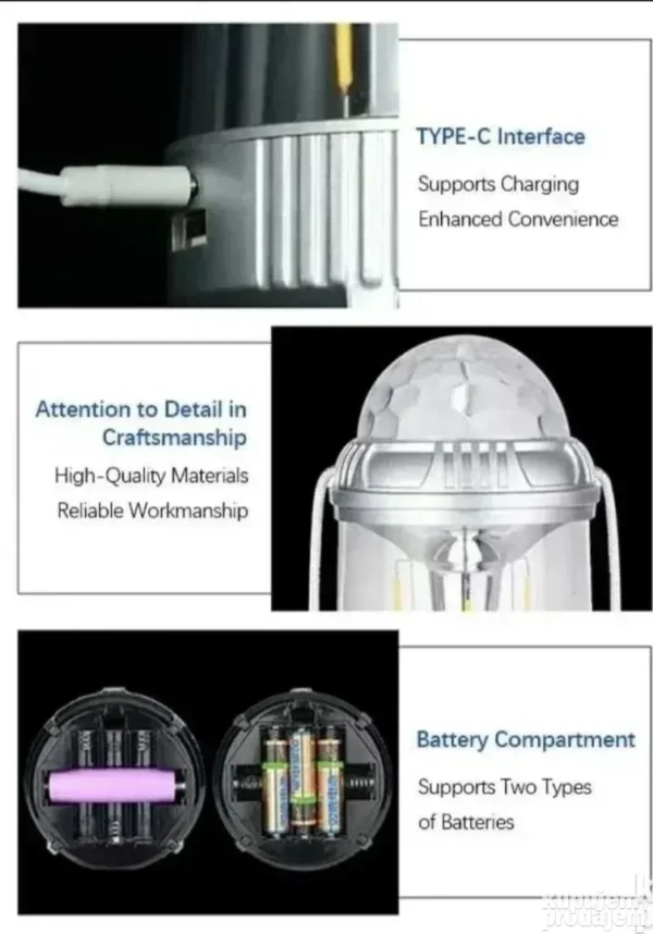 LED Fenjer Lampa 2u1 | Kampovanje i Disko Svetlo