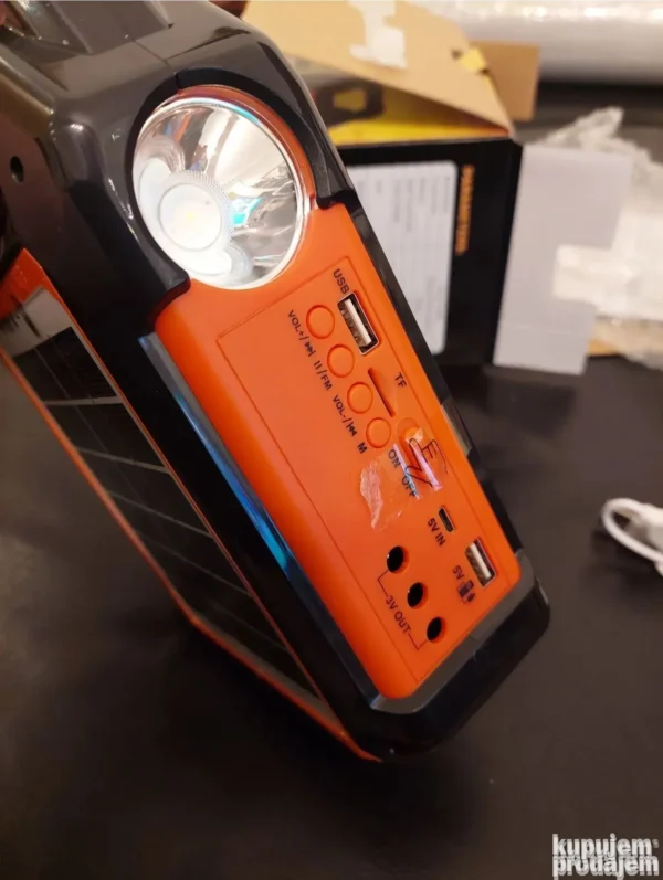 Solarna stanica | Punjač + LED svetlo + FM radio + MP3 + Bluetooth
