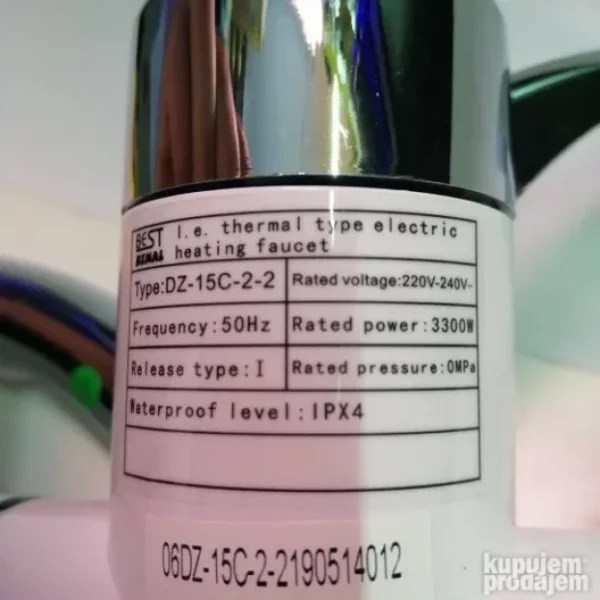 Slavina sa grejačem 3000W, zidna, protočna za brzo zagrevanje