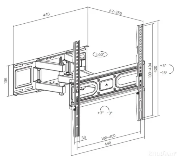 Zglobni TV Nosač 26-65 Inča Duple Ruke | do 50kg