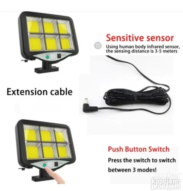 Solarni reflektor sa odvojenim panelom | 40W, senzor