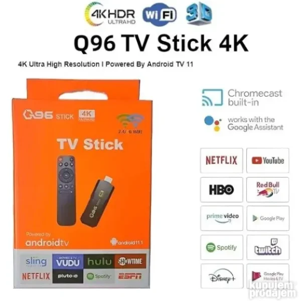Android Smart TV Box Stick Q96 4K | 16/256GB