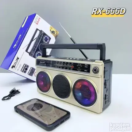 Retro Radio Prenosivi BT Zvučnik | LED svetlo, USB/TF