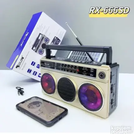 Solarni Retro Radio Zvučnik BT MP3 | LED Svetlo