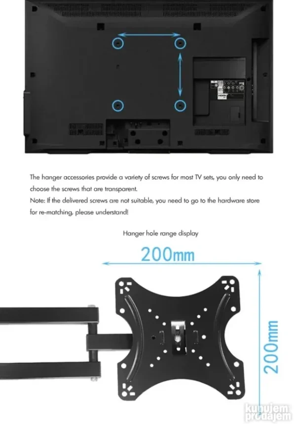 Zidni Nosač za TV (14-42") | Rotirajući držač za televizor