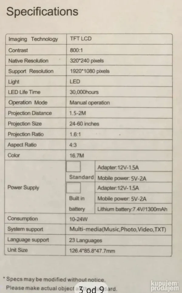 Mini LED Projektor YG300 Full HD | Prenosni, USB/HDMI