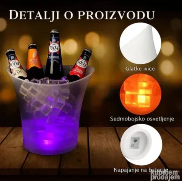 LED Kibla za Piće sa Zvučnikom | RGB, Bluetooth, Punjiva