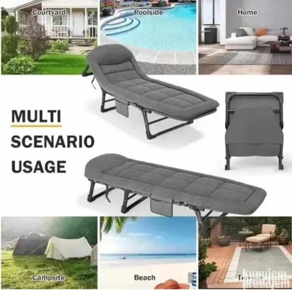 Sklopiva Ležaljka Krevet za Kampovanje Plažu | 5 Položaja