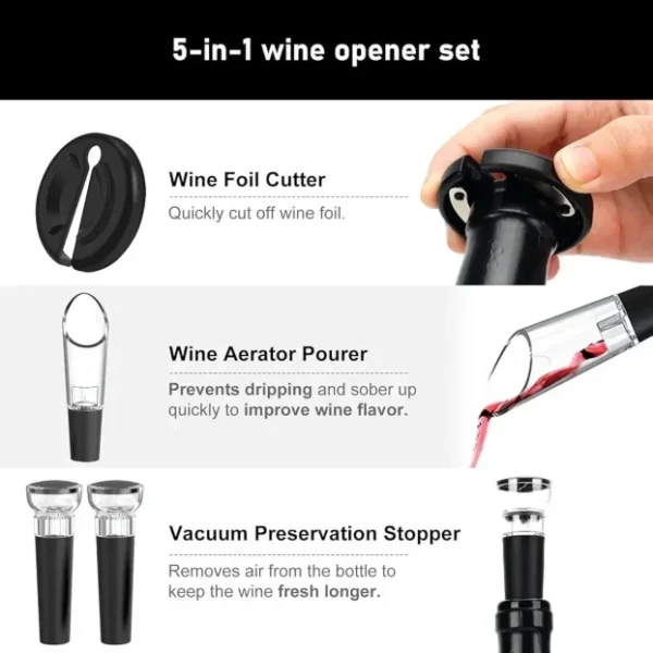 Električni Vadičep COKUNST 5-u-1 Set za Vino