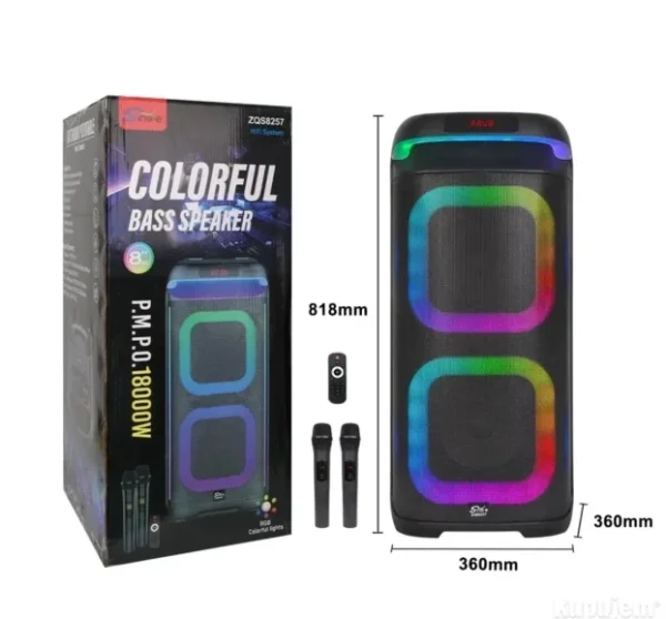 Bluetooth zvučnik 2x8" karaoke | 2 bežična mikrofona RGB