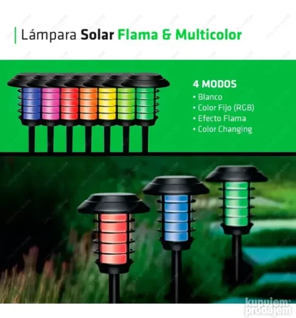 4 Solarna RGB Lampa sa Daljinskim, Velika, Više Režima