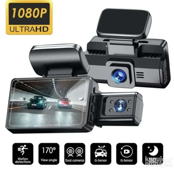 Auto Video Rekorder Kamera 3in | Dual Sočivo, Full HD