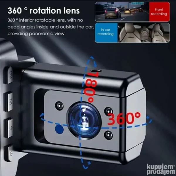 Auto Video Rekorder Kamera 3in | Dual Sočivo, Full HD
