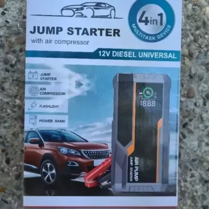 Auto Starter sa kompresorom, Powerbank i Lampa 4-u-1