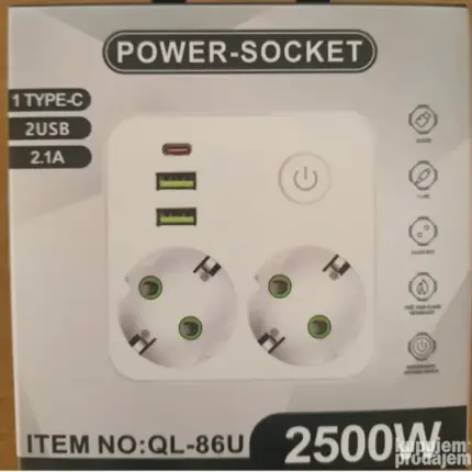 Power Socket 2500 W 3 x USB