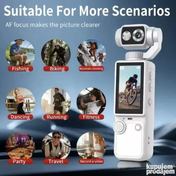 4K Akciona Kamera Q8 Gimbal 180 WiFi NOVO