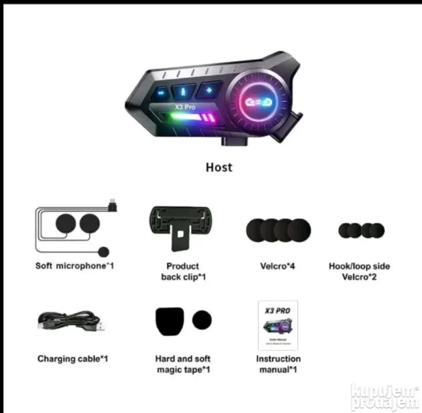 Komunikator Slušalice za moto kacigu Bluetooth 6.0