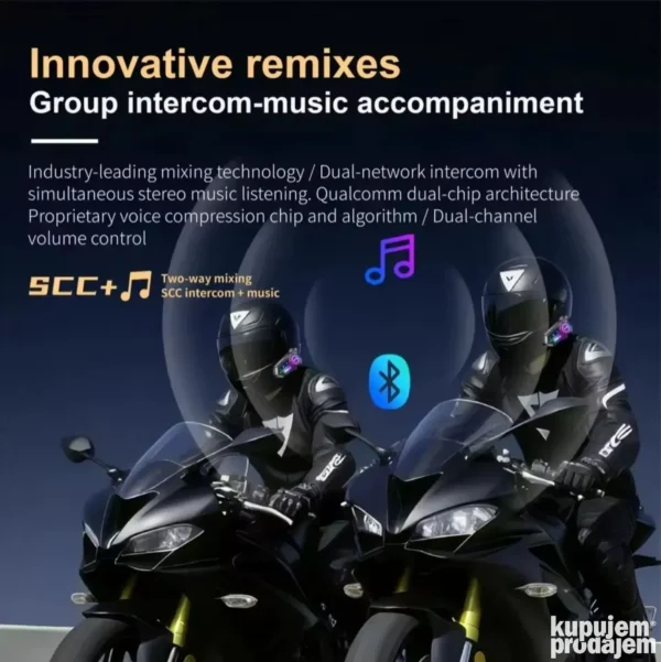 Komunikator Slušalice za moto kacigu Bluetooth 6.0