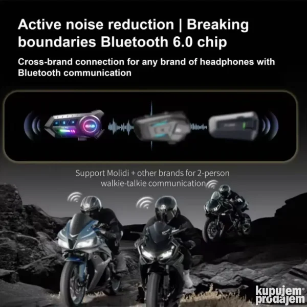 Komunikator Slušalice za moto kacigu Bluetooth 6.0