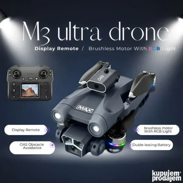 M3 Ultra dron brushless GPS 3 x FHD kamera 25min sa ekranom