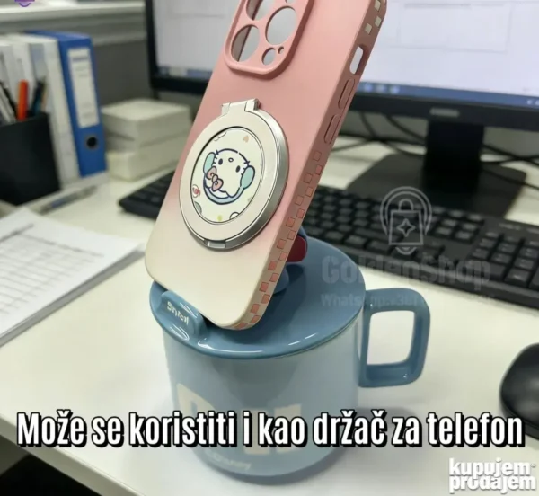 Poklon set keramička solja sa drskom i poklopcem STITCH