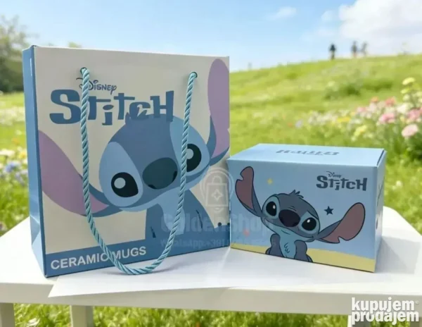 Poklon set keramička solja sa drskom i poklopcem STITCH