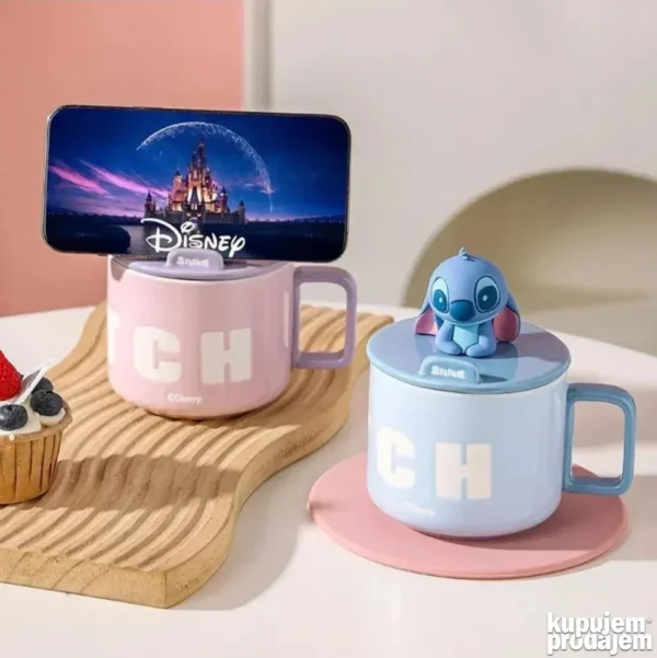 Poklon set keramička solja sa drskom i poklopcem STITCH