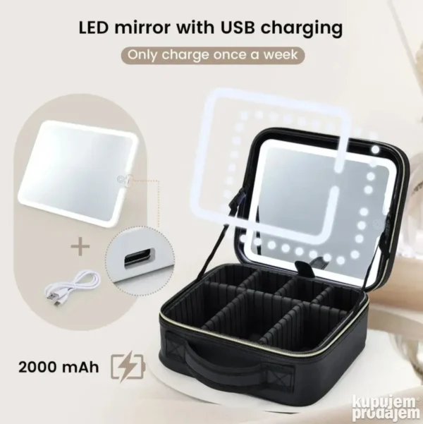 Kofer za šminku sa LED ogledalom