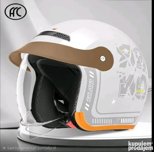 Kaciga jet Open face HOMOLOGOVANA Bela, Crna, Siva