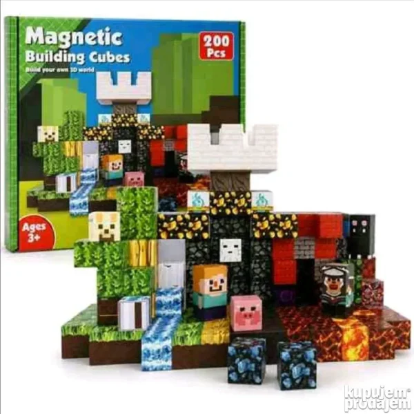 Magnetne Minecraft kocke za igru Mega set od 200 delova