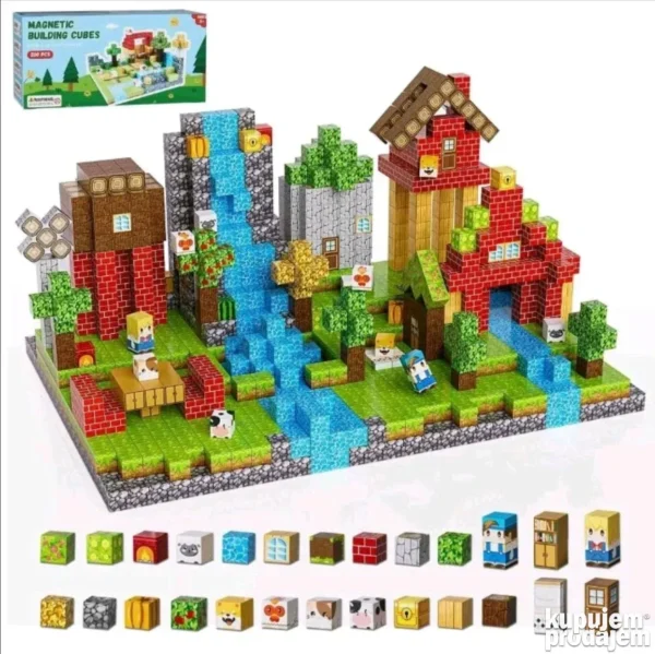 Magnetne Minecraft kocke za igru Mega set od 200 delova