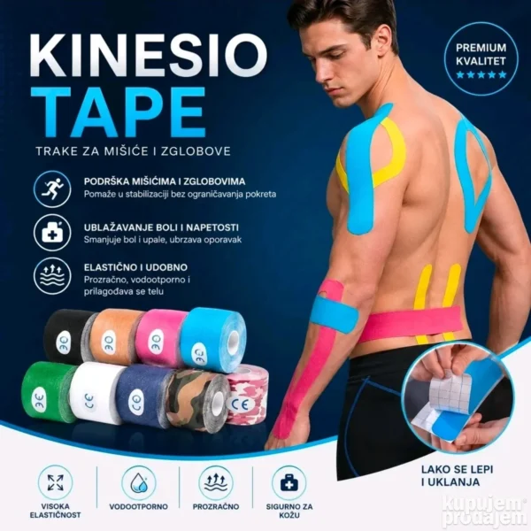 2 x KINEZI Traka ELASTIČNE Kinesio Trake Za Trening