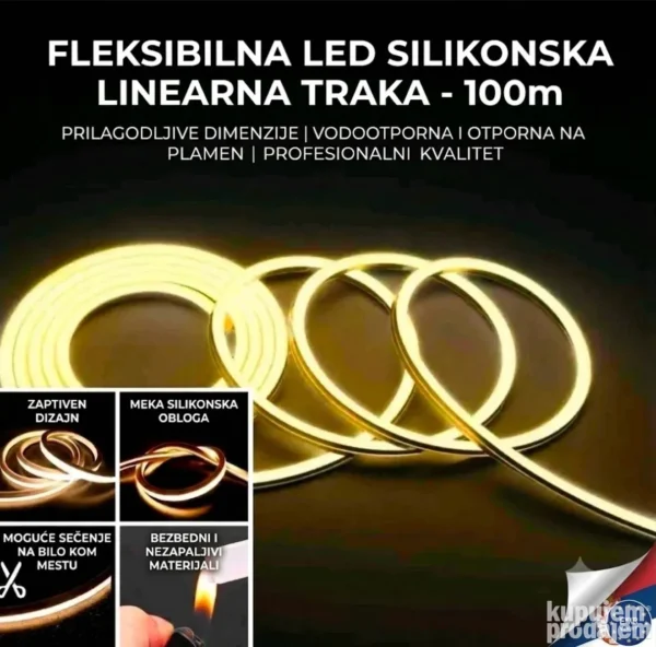 Fleksibilna LED Silikonska Linearna Traka 100m Vodootporna