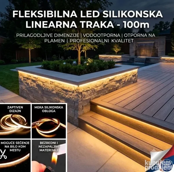 Fleksibilna LED Silikonska Linearna Traka 100m Vodootporna