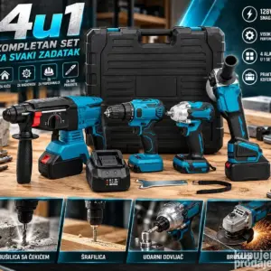 4u1 Aku Set – Bušilica, Šrafilica, Brusilica Odvijač 4x128V