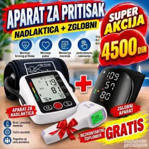 Aparat za pritisak sa manzetnom i zglobni + toplomer