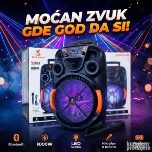 Bežični Bluetooth Zvučnik 8" sa Mikrofonom – Karaoke