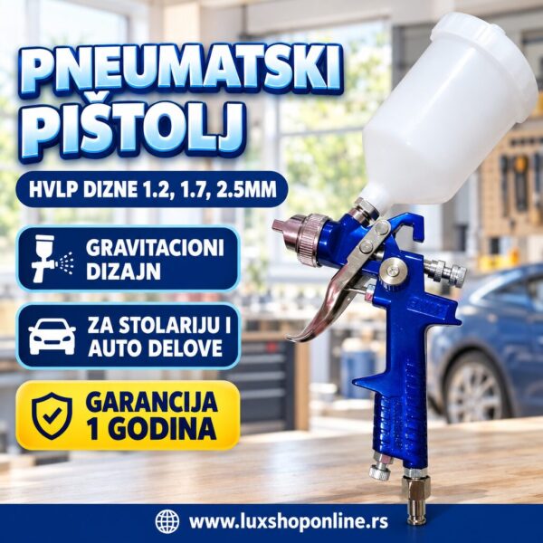 Pneumatski Pištolj za Farbanje | HVLP Dizne 1.2, 1.7, 2.5mm
